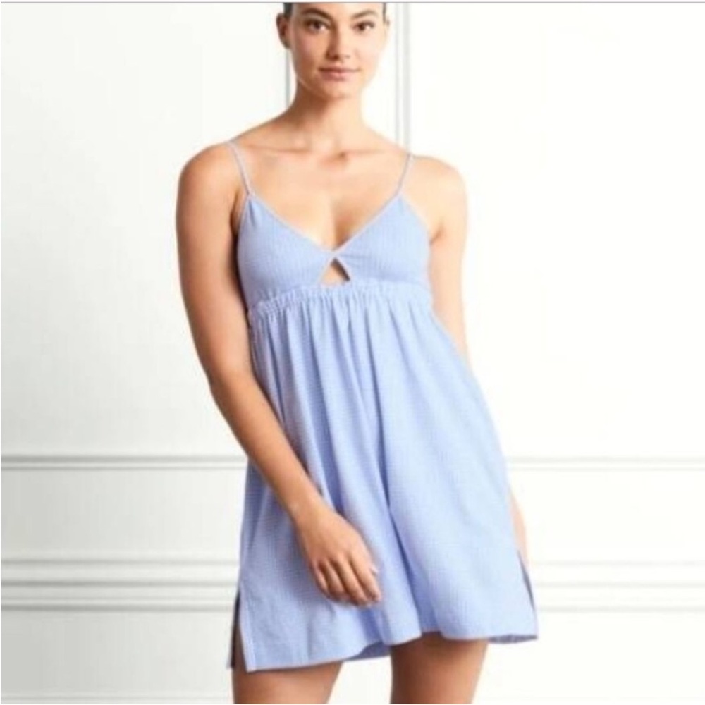 NWT Hill House Aurora Sleep Dress Power Blue Gingham Cotton size S! Adorable!